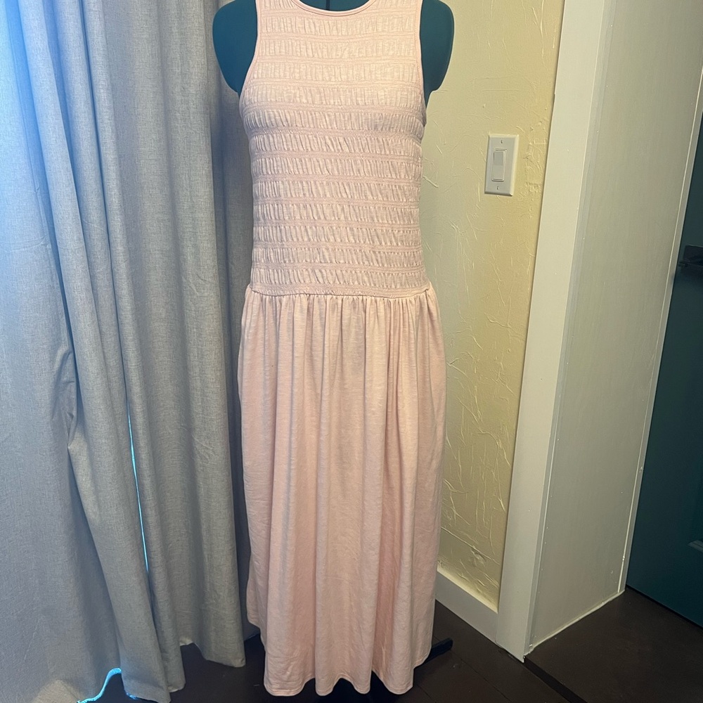 Pink Sleeveless Smocked Maxi